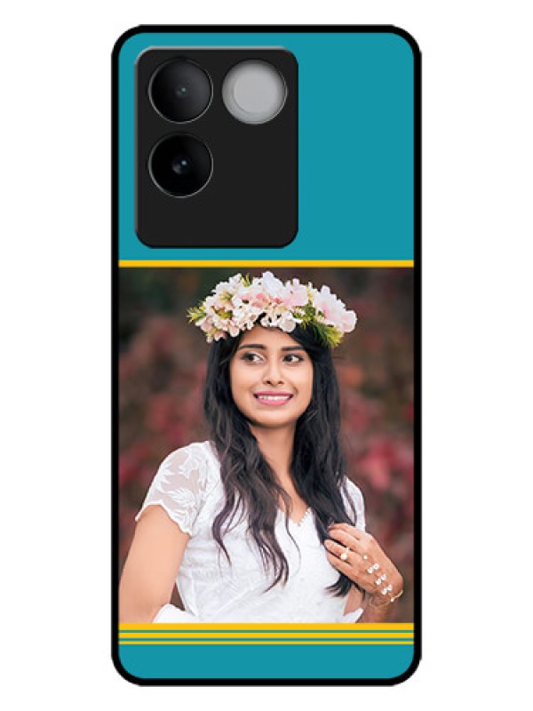 Custom iQOO Z7 Pro 5G Custom Metal Phone CaseYellow and Blue Design