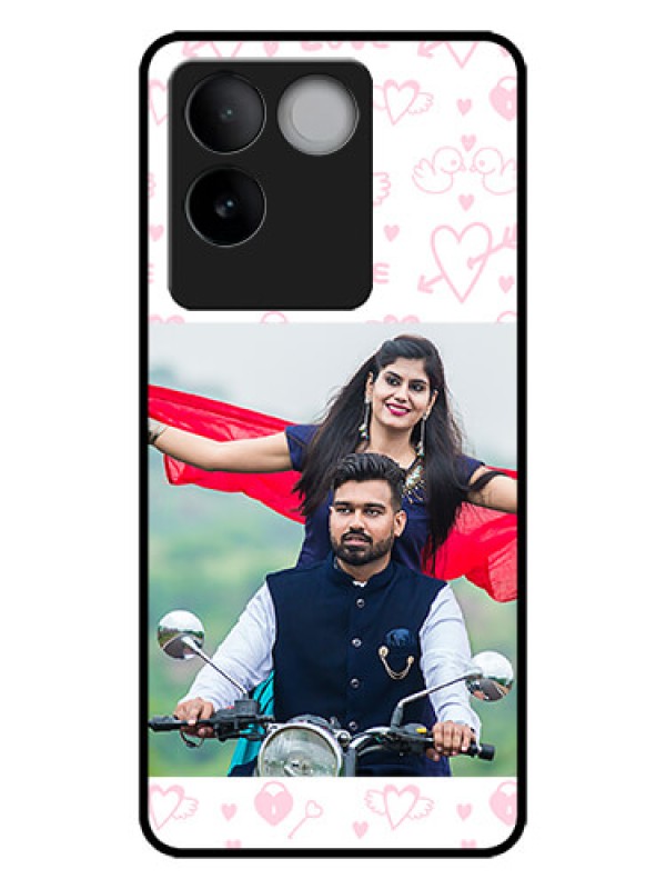 Custom iQOO Z7 Pro 5G Custom Metal Phone CasePink Flying Heart Design