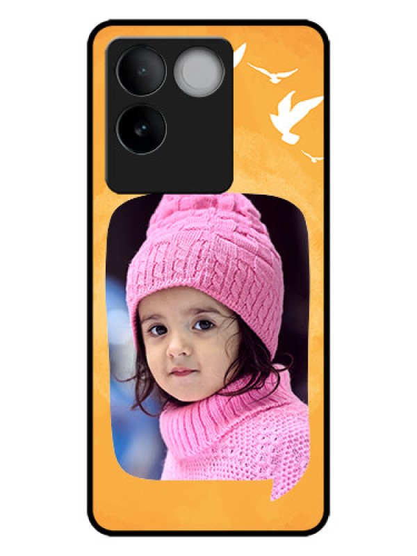 Custom iQOO Z7 Pro 5G Custom Metal Phone CaseWater Color Design With Bird Icons