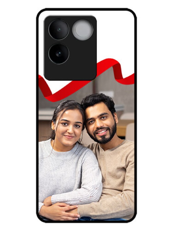 Custom iQOO Z7 Pro 5G Custom Metal Phone CaseRed Ribbon Frame Design