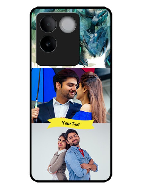 Custom iQOO Z7 Pro 5G Custom Metal Phone CaseImage With Boho Peacock Feather Design