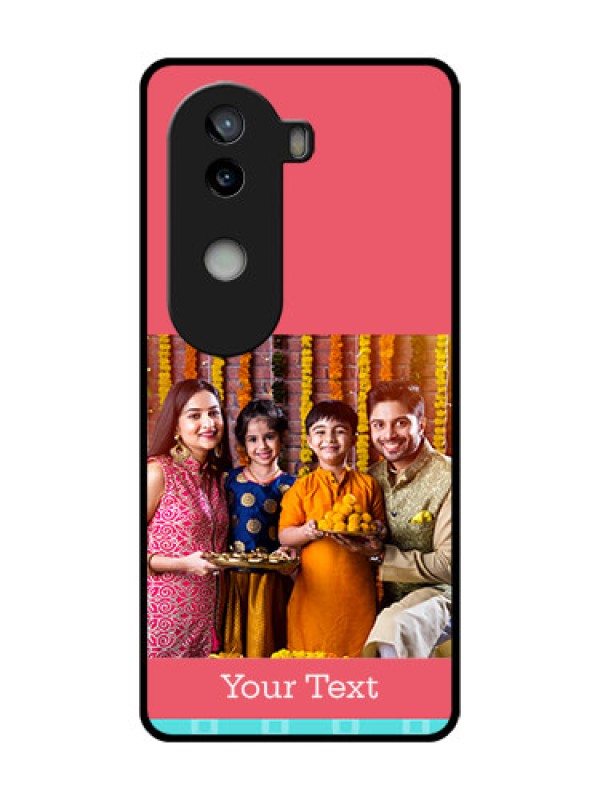 Custom iQOO Z9s 5G Custom Metal Phone Case - Peach and Blue Color Design