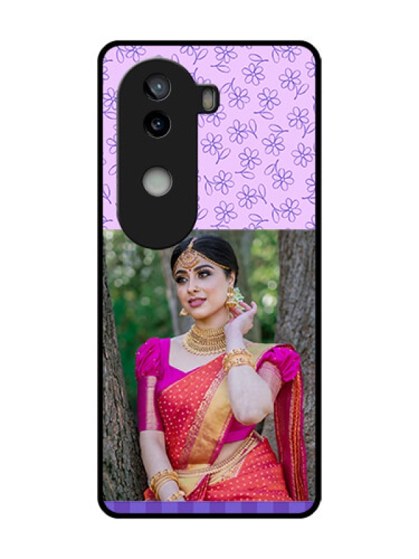 Custom iQOO Z9s 5G Custom Metal Phone Case - Purple Floral Design