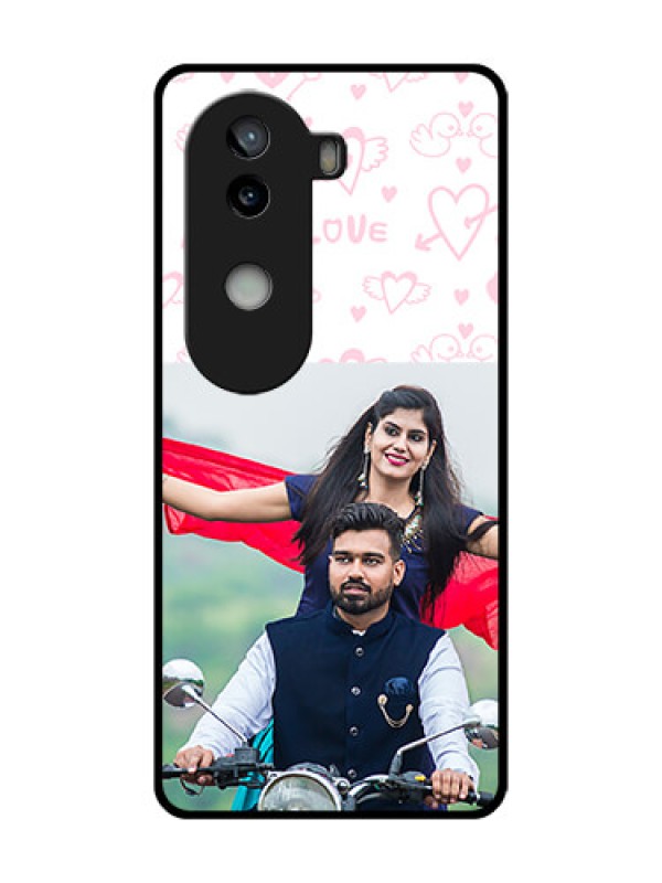 Custom iQOO Z9s 5G Custom Metal Phone Case - Pink Flying Heart Design