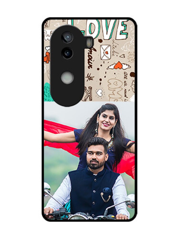 Custom iQOO Z9s 5G Custom Metal Phone Case - Love Doodle Pattern