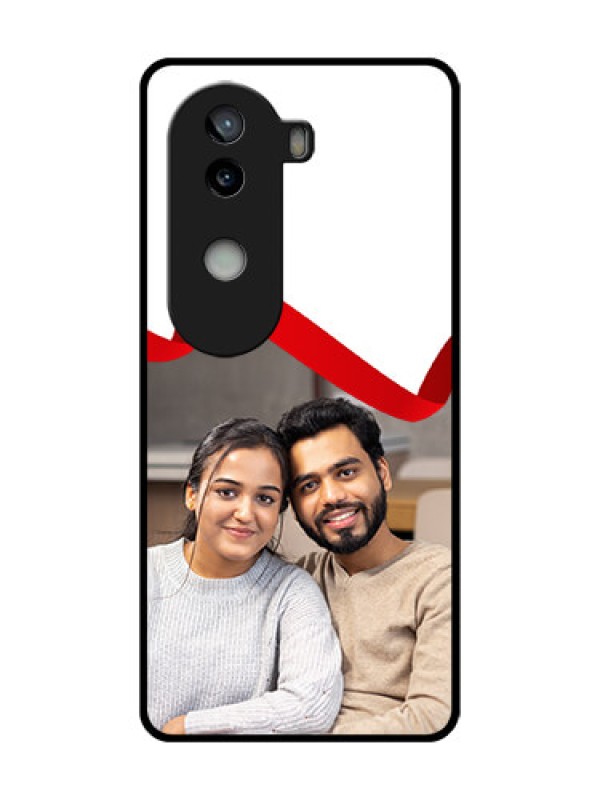 Custom iQOO Z9s 5G Custom Metal Phone Case - Red Ribbon Frame Design