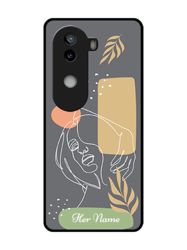 Custom iQOO Z9s 5G Custom Metal Phone Case - Gazing Woman Line Art Design