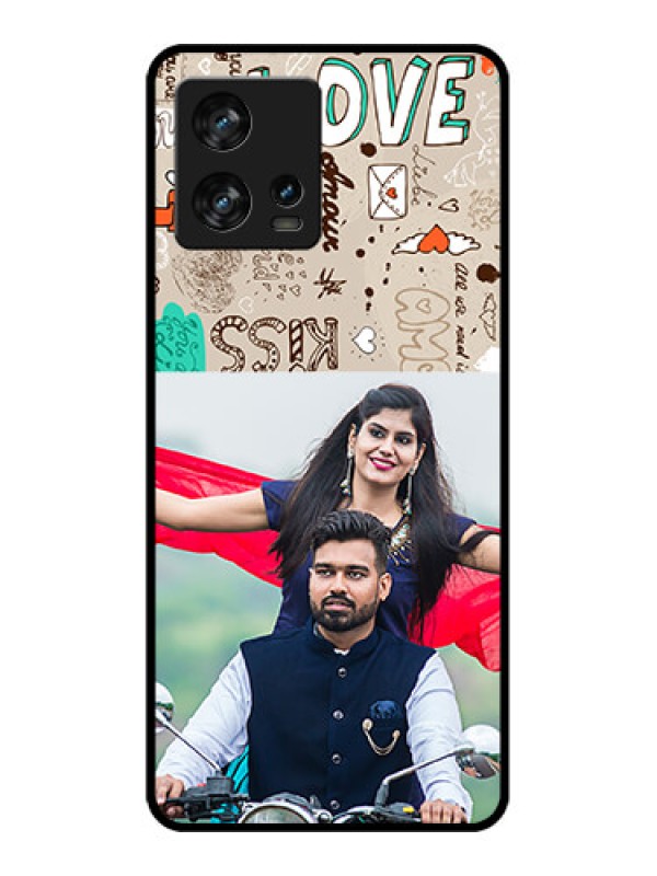 Custom Motorola Edge 30 Fusion Custom Metal Phone Case - Love Doodle Pattern