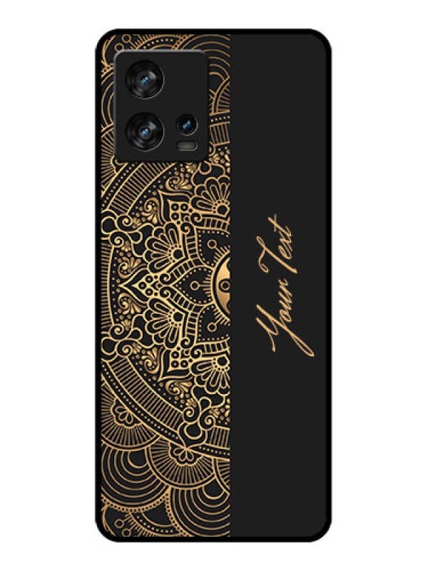 Custom Motorola Edge 30 Fusion Custom Metal Phone Case - Mandala Art With Custom Text Design