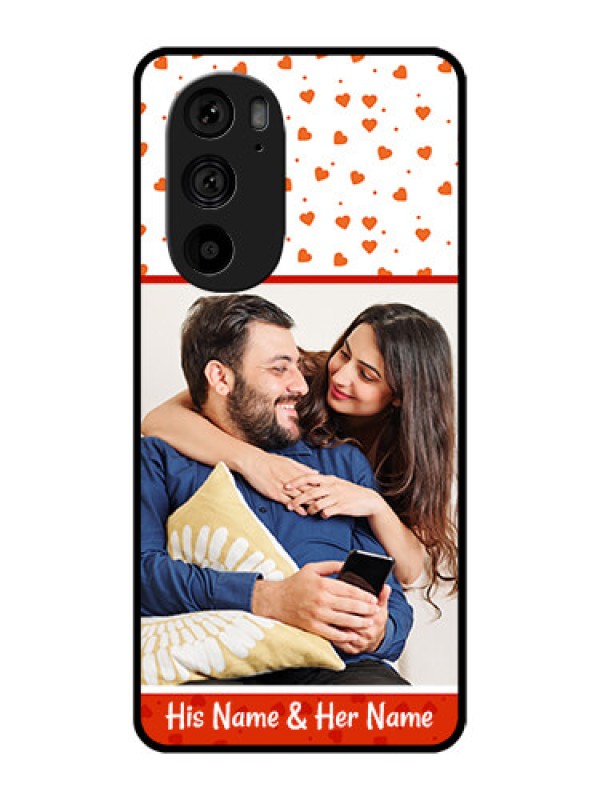 Custom Motorola Edge 30 Pro Custom Metal Phone Case - Orange Love Symbol Design