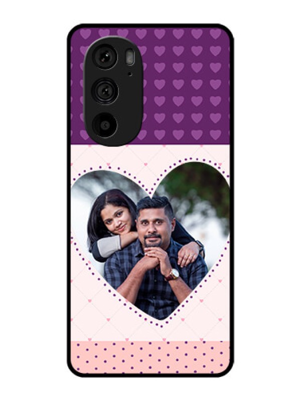 Custom Motorola Edge 30 Pro Custom Metal Phone Case - Violet Love Dots Design