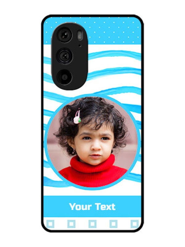 Custom Motorola Edge 30 Pro Custom Metal Phone Case - Simple Blue Case Design