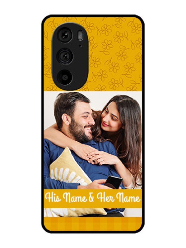 Custom Motorola Edge 30 Pro Custom Metal Phone Case - Yellow Floral Design