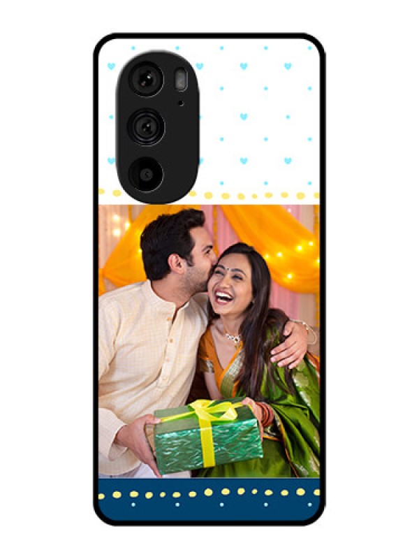 Custom Motorola Edge 30 Pro Custom Metal Phone Case - White And Blue Abstract Design