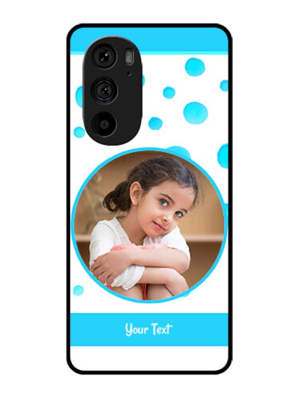 Custom Motorola Edge 30 Pro Custom Metal Phone Case - Blue Bubbles Pattern Design