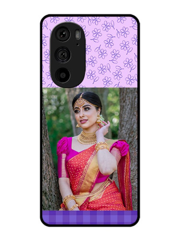 Custom Motorola Edge 30 Pro Custom Metal Phone Case - Purple Floral Design