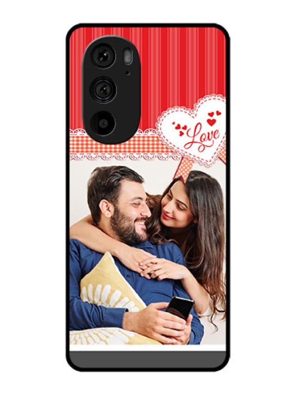 Custom Motorola Edge 30 Pro Custom Metal Phone Case - Red Love Pattern Design