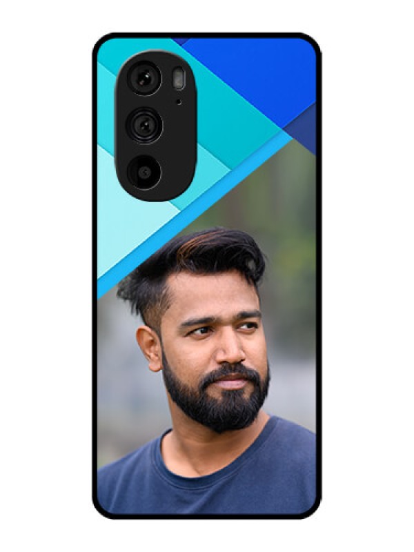 Custom Motorola Edge 30 Pro Custom Metal Phone Case - Blue Pattern Design