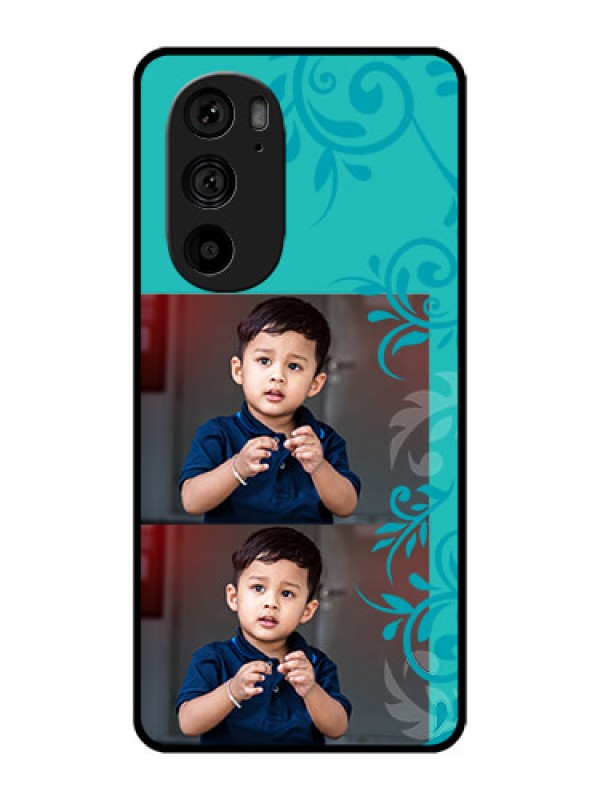 Custom Motorola Edge 30 Pro Custom Metal Phone Case - With Photo And Green Floral Design