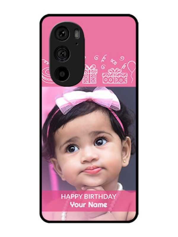 Custom Motorola Edge 30 Pro Custom Metal Phone Case - With Birthday Line Art Design
