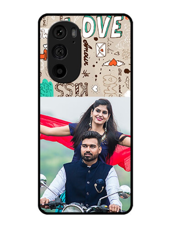 Custom Motorola Edge 30 Pro Custom Metal Phone Case - Love Doodle Pattern