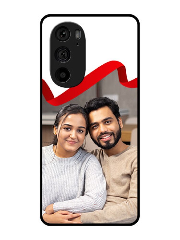 Custom Motorola Edge 30 Pro Custom Metal Phone Case - Red Ribbon Frame Design