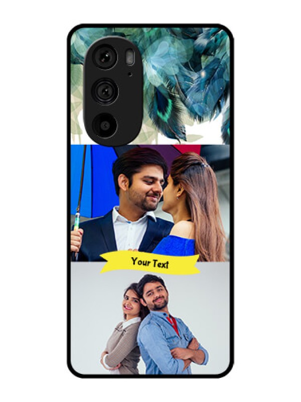 Custom Motorola Edge 30 Pro Custom Metal Phone Case - Image With Boho Peacock Feather Design