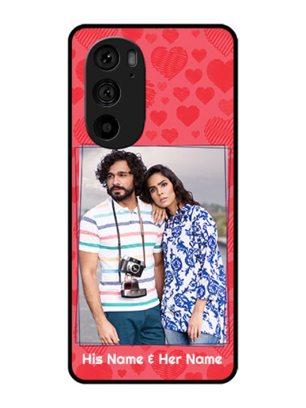 Custom Motorola Edge 30 Pro Custom Metal Phone Case - With Red Heart Symbols Design