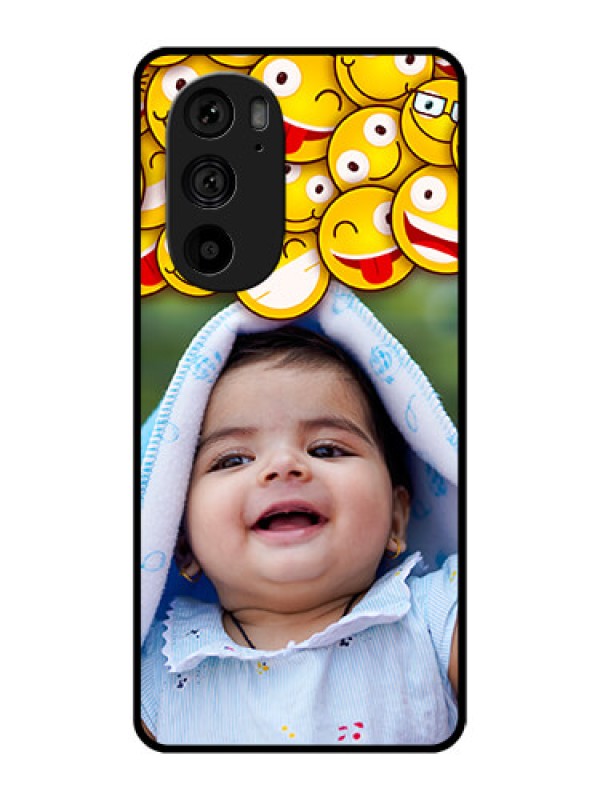 Custom Motorola Edge 30 Pro Custom Metal Phone Case - With Smiley Emoji Design