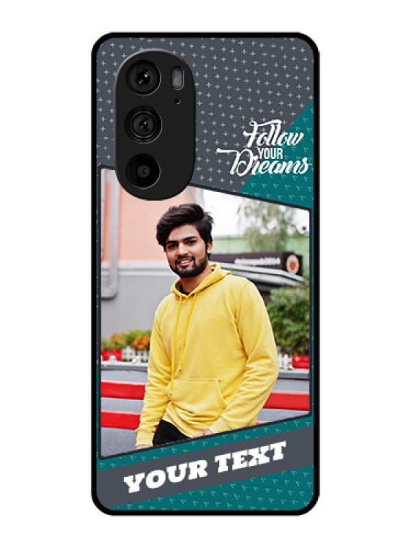 Custom Motorola Edge 30 Pro Custom Metal Phone Case - Background Pattern Design With Quote