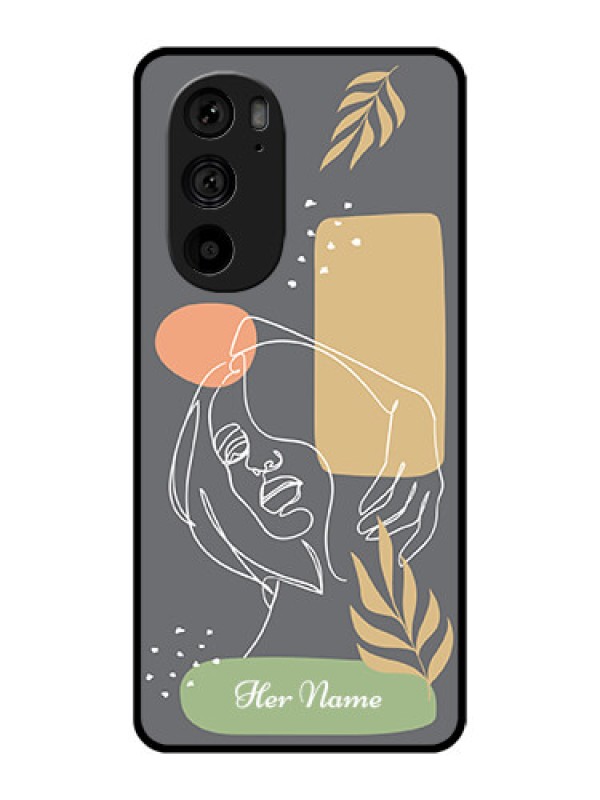 Custom Motorola Edge 30 Pro Custom Metal Phone Case - Gazing Woman Line Art Design