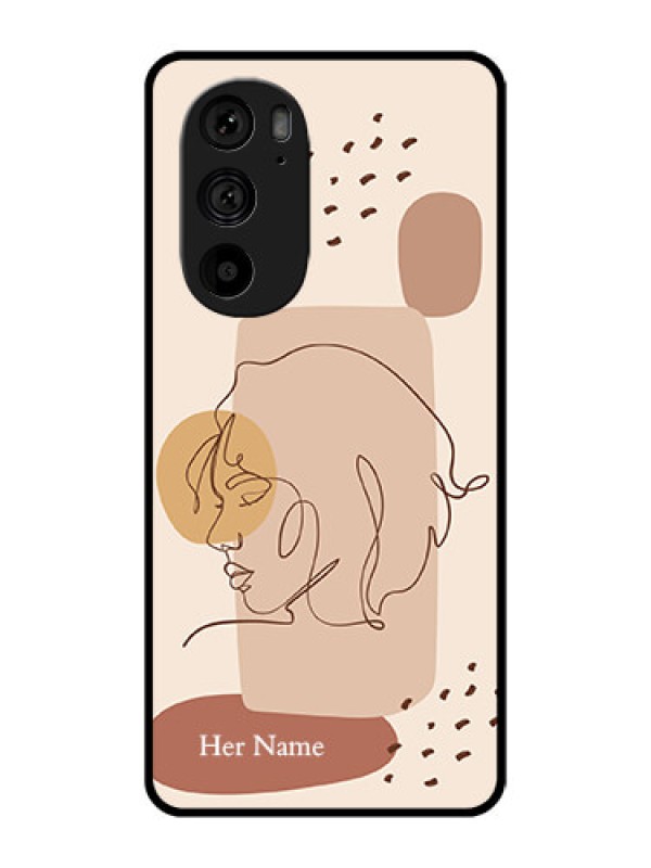 Custom Motorola Edge 30 Pro Custom Metal Phone Case - Calm Woman Line Art Design