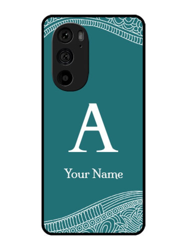 Custom Motorola Edge 30 Pro Custom Metal Phone Case - Line Art Pattern With Custom Name Design