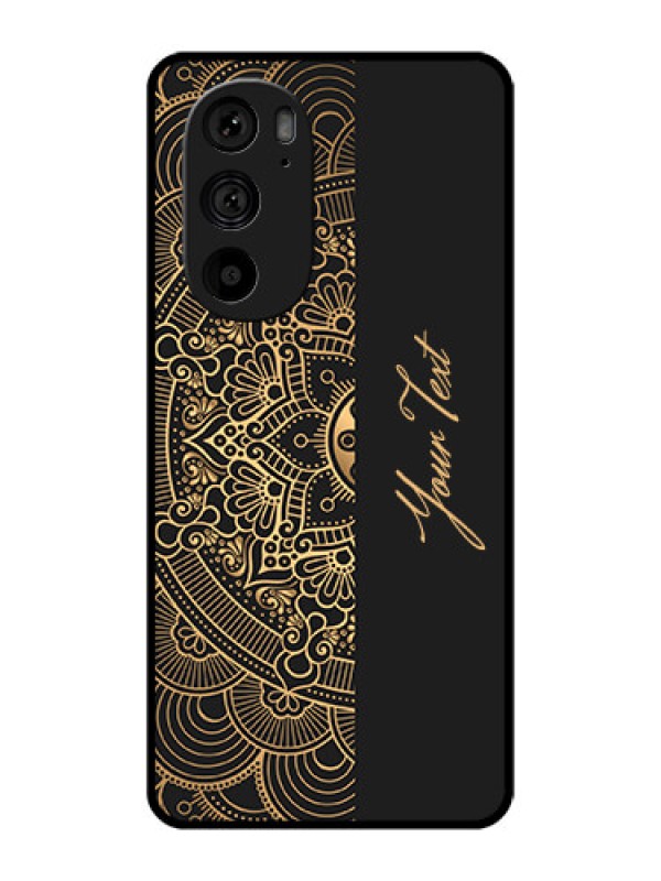 Custom Motorola Edge 30 Pro Custom Metal Phone Case - Mandala Art With Custom Text Design