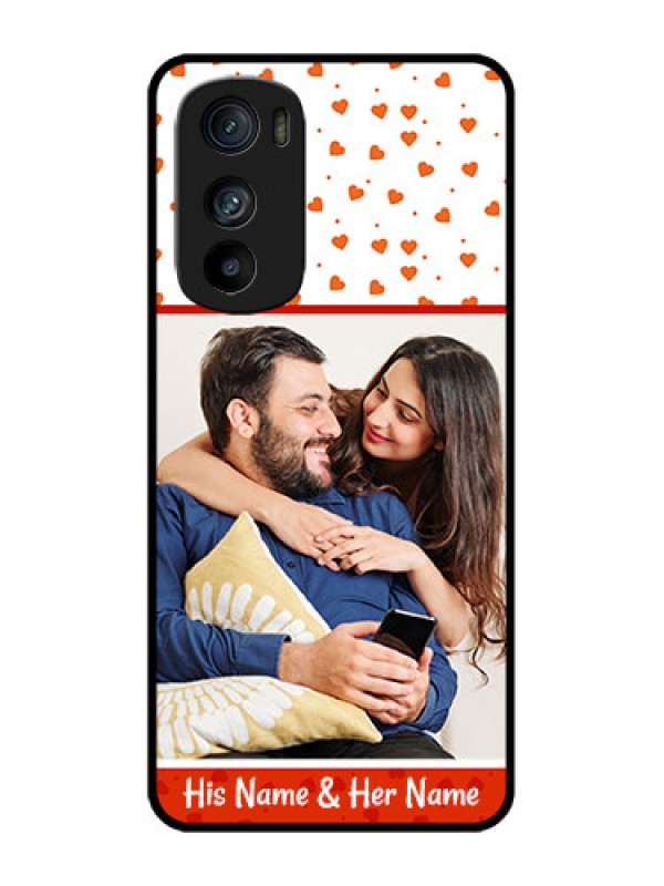 Custom Motorola Edge 30 Custom Metal Phone Case - Orange Love Symbol Design
