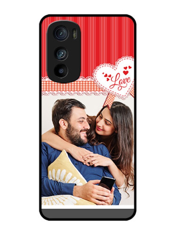 Custom Motorola Edge 30 Custom Metal Phone Case - Red Love Pattern Design