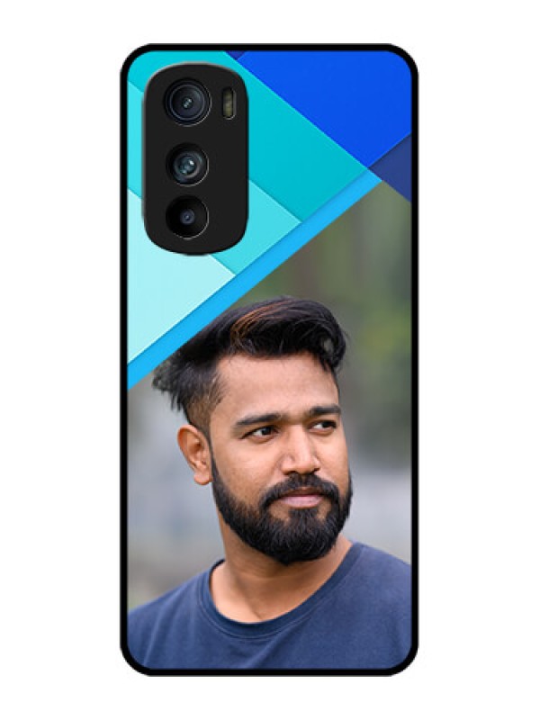 Custom Motorola Edge 30 Custom Metal Phone Case - Blue Pattern Design