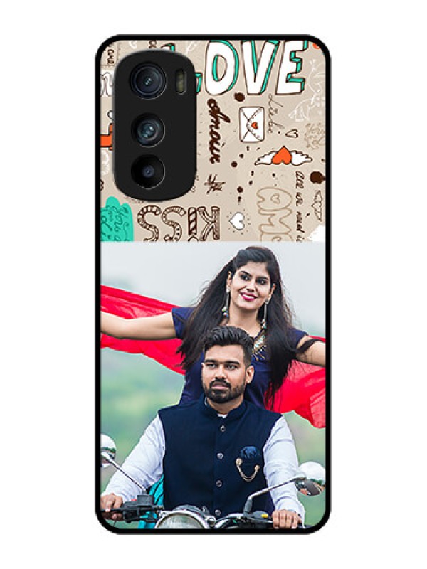 Custom Motorola Edge 30 Custom Metal Phone Case - Love Doodle Pattern