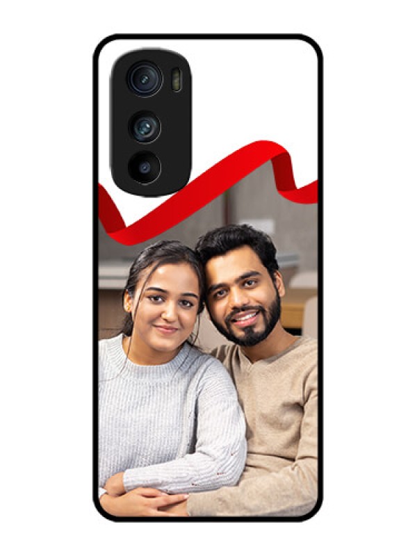 Custom Motorola Edge 30 Custom Metal Phone Case - Red Ribbon Frame Design