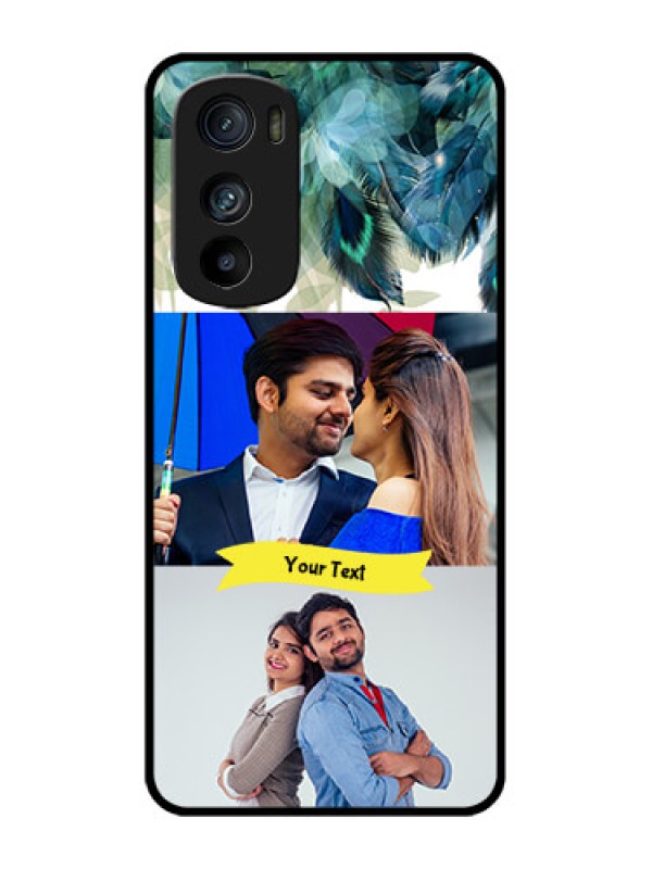 Custom Motorola Edge 30 Custom Metal Phone Case - Image With Boho Peacock Feather Design