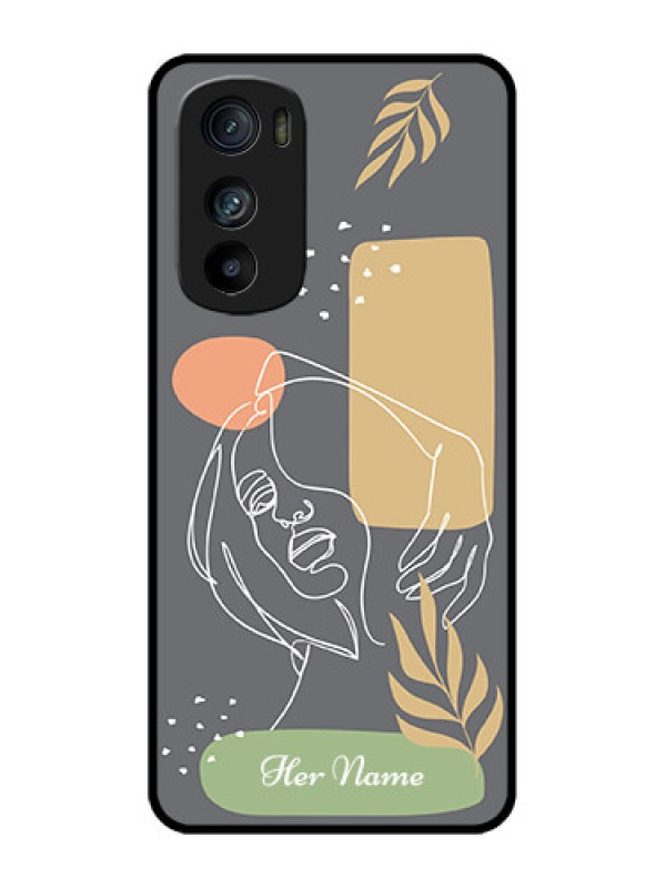 Custom Motorola Edge 30 Custom Metal Phone Case - Gazing Woman Line Art Design