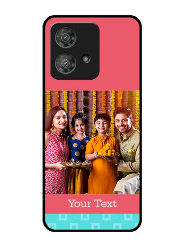 Custom Motorola Edge 40 Neo Custom Metal Phone CasePeach and Blue Color Design