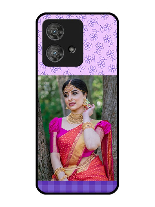 Custom Motorola Edge 40 Neo Custom Metal Phone CasePurple Floral Design