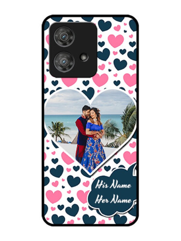 Custom Motorola Edge 40 Neo Custom Metal Phone CasePink and Blue Heart Design