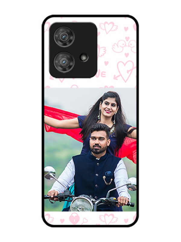 Custom Motorola Edge 40 Neo Custom Metal Phone CasePink Flying Heart Design