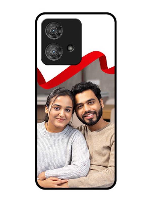 Custom Motorola Edge 40 Neo Custom Metal Phone CaseRed Ribbon Frame Design