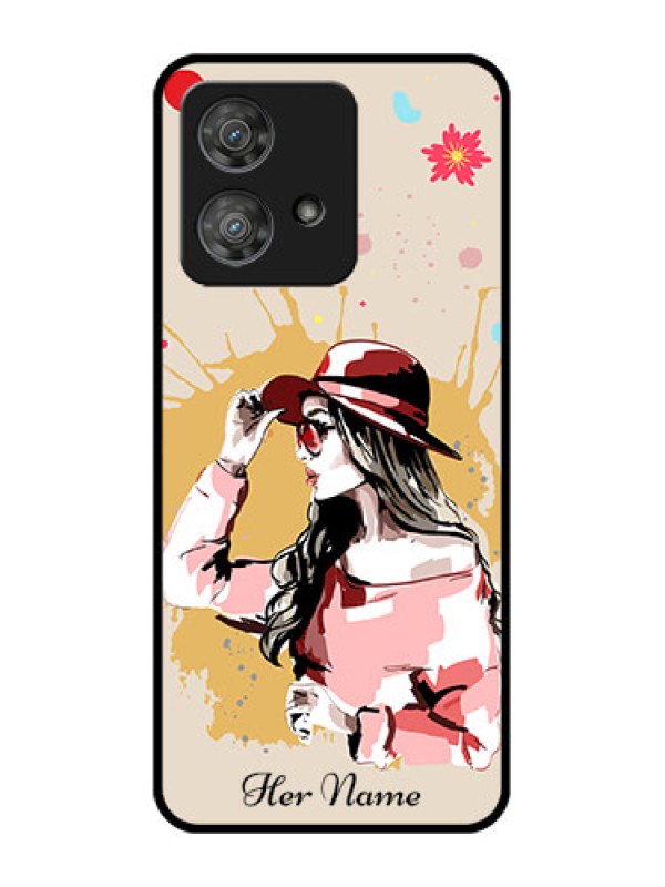 Custom Motorola Edge 40 Neo Custom Metal Phone CaseWomen With Pink Hat Design