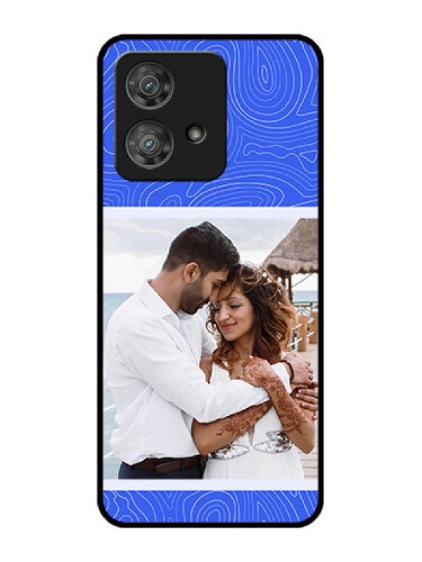 Custom Motorola Edge 40 Neo Custom Metal Phone CaseCurved Line Art With Blue And White Design