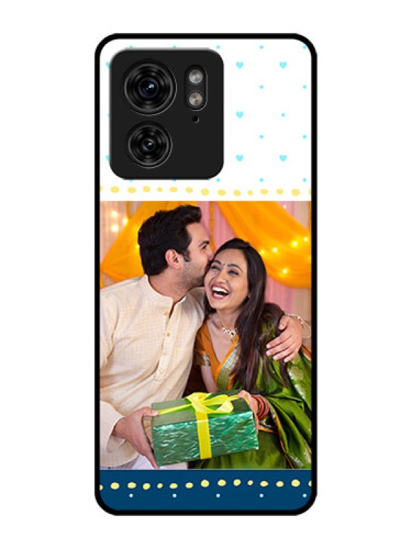 Custom Motorola Edge 40 Custom Metal Phone Case - White And Blue Abstract Design