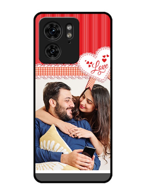 Custom Motorola Edge 40 Custom Metal Phone Case - Red Love Pattern Design